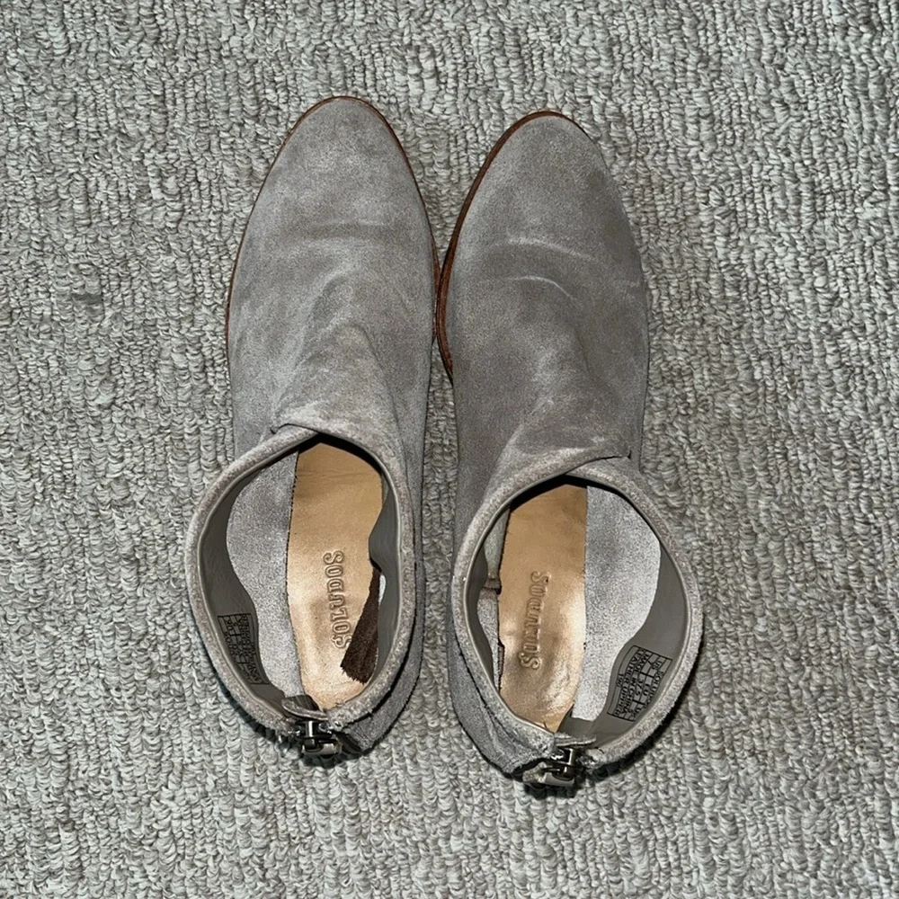 Soludos Anthropologie Venetian Gray Flat Ankle Boots Suede Size 7